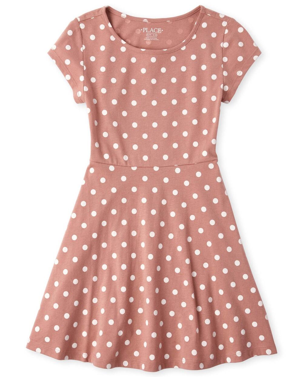 The Children's Place Girls Mauve Polka Dot Dress Youth Size Large 10/12